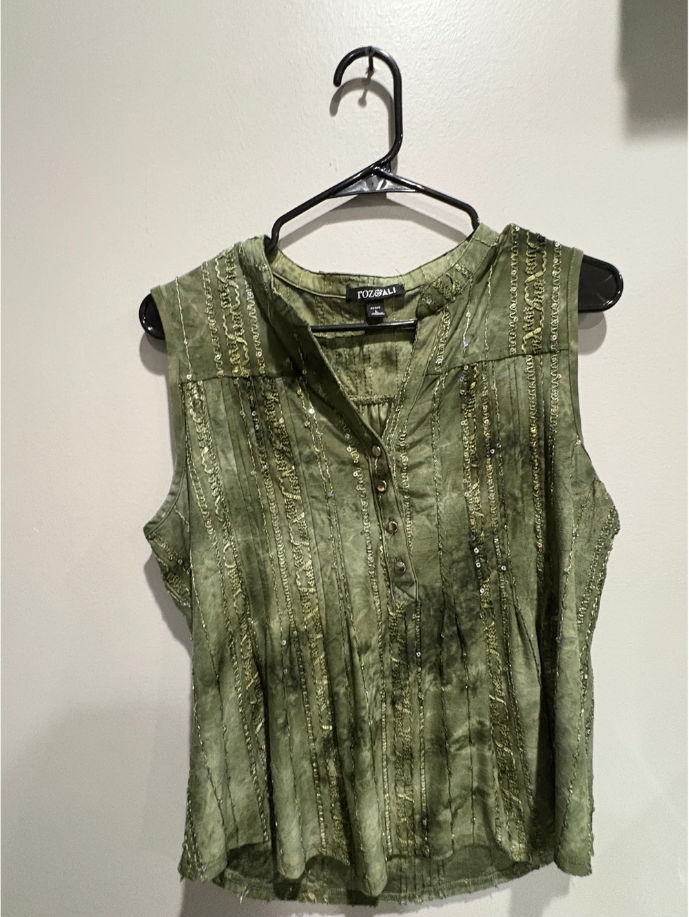 Roz and Ali green sleeveless blouse size XL